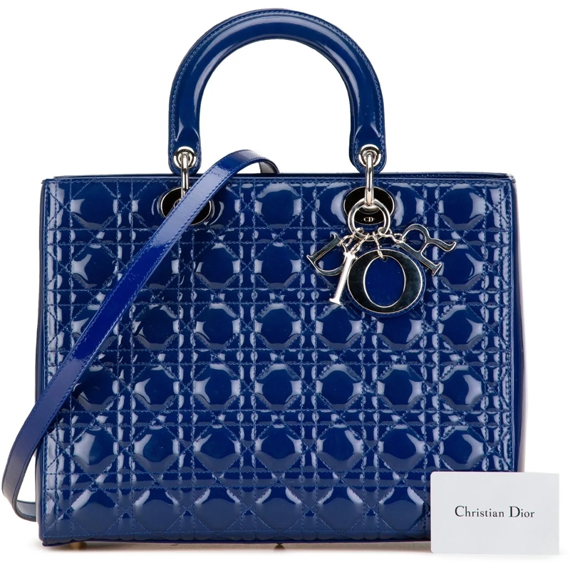 Christian Dior Tote Large Patent Cannage Lady Dior blau (Image 19)