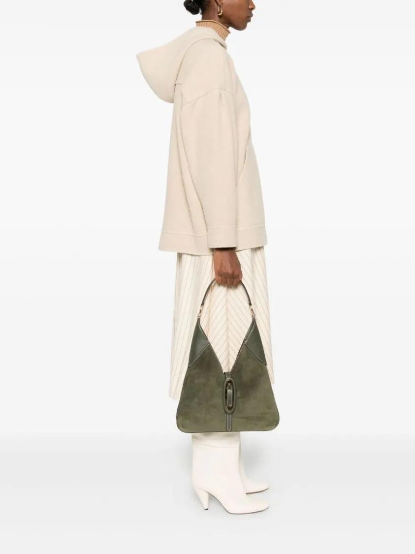 Thumbnail - Michael Kors Hobo Bags - Triangular Olive Green Leather Shoulder Bag - Gr. unisize - in Grau - für Damen