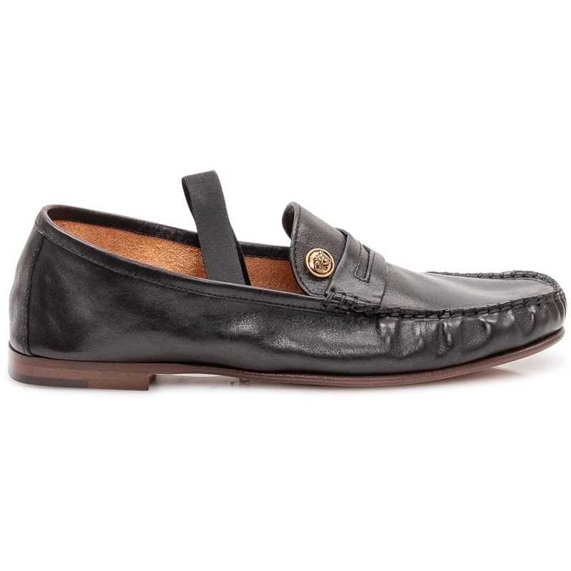 Versace Loafer Mocassini con Cuciture a Vista e Dettaglio schwarz