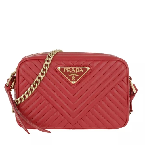 Prada Quilted Chain Shoulder Bag Fire Engine Red Crossbody Bag