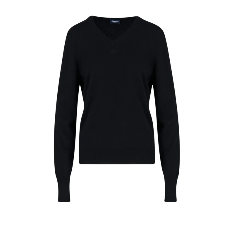 Drumohr Pull V-Neck Sweater In Cashmere Black Maxi Black