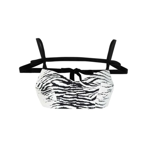 The Attico Top Zebra-Print Cropped Top Black