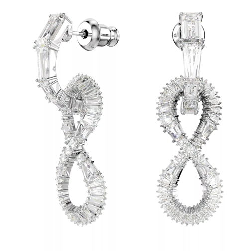 Swarovski Hyperbola drop earrings, Infinity, Rhodium plated White Pendant d'oreille