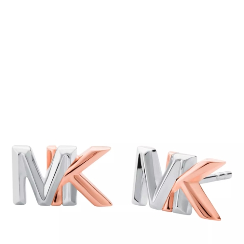 Michael Kors Mott Logo Stud Earrings Sterling Silver Two-Tone Clou d'oreille