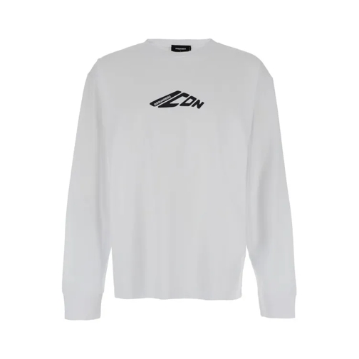 Dsquared2 White Long Sleeve T-Shirt With Contrasting Icon Pr White 