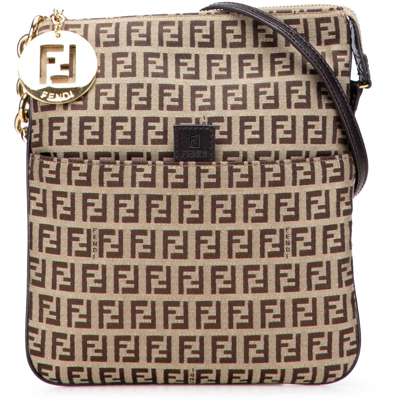 Fendi Schultertasche Zucchino Canvas Forever Crossbody braun