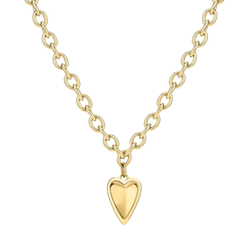 Liebeskind Berlin Mittellange Halskette Edelstahl Metal Heart gold