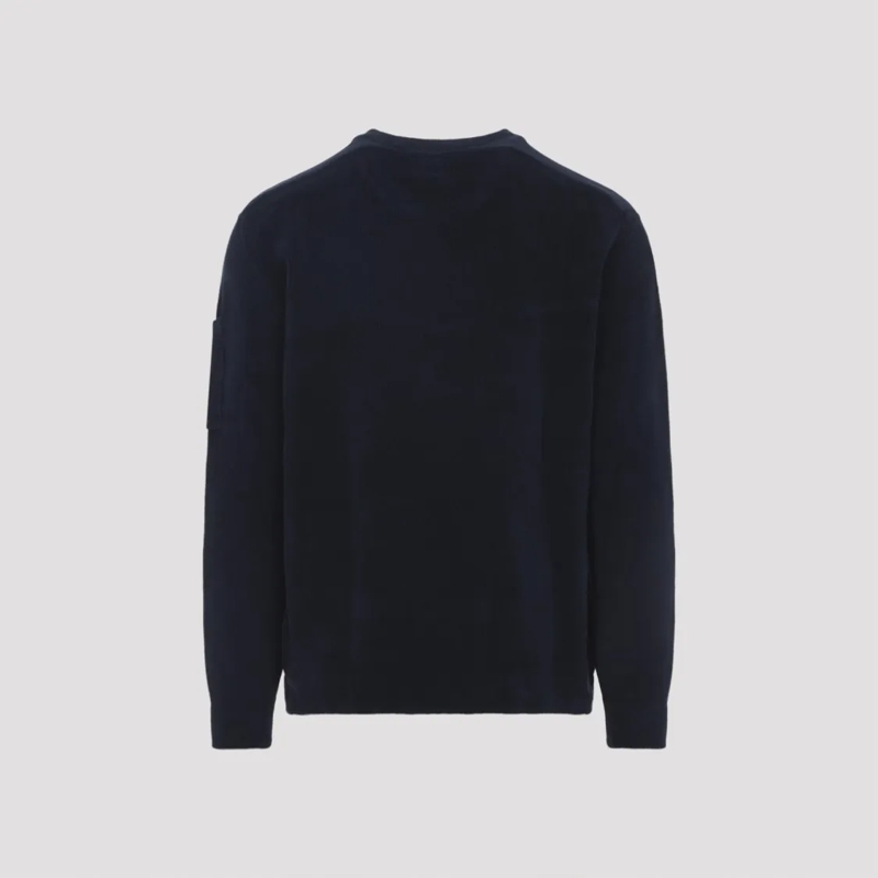 CP Company Trui Long Sleeve Crew Neck Sweater With Textured Fabric Blue
