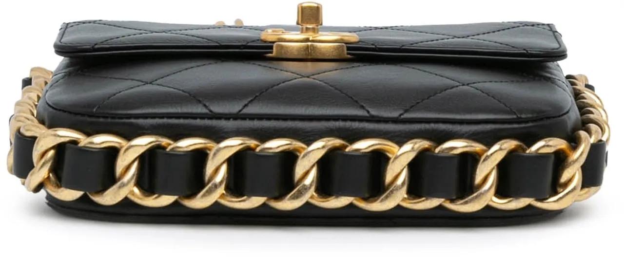 Chanel Hobo bags 2021-2023 Small Quilted Calfskin Framing Chain Fla in zwart