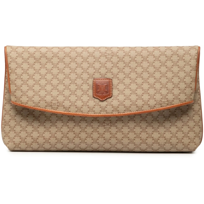 Celine Clutch Macadam Coated Canvas Clutch braun