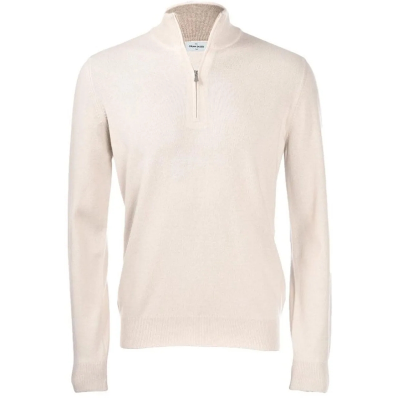 Gran Sasso Pullover Half zip trui ecru none