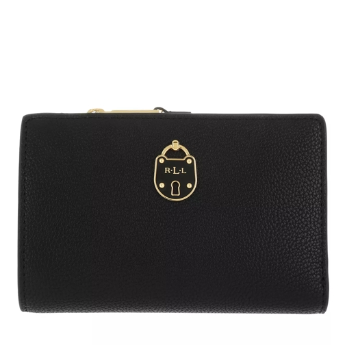 Lauren Ralph Lauren Pebbled Pu New Compact Wallet Small Black Overslagportemonnee
