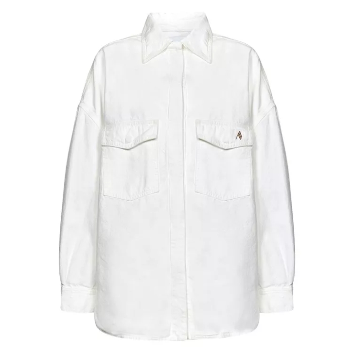 The Attico White Oversize Cotton Denim Jacket White Jeans