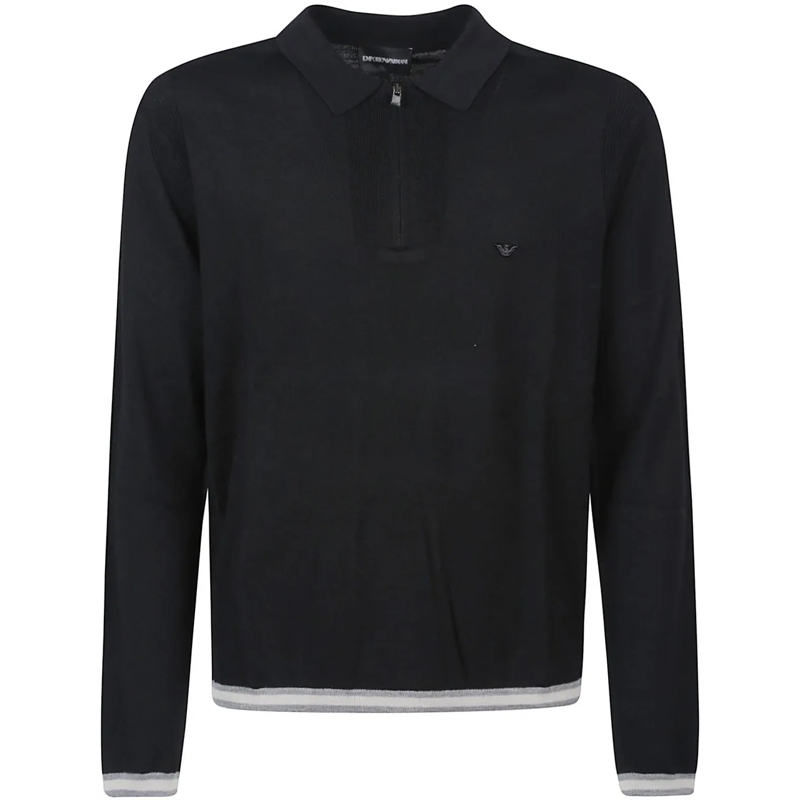 Emporio Armani  Half Zip Polo Neck Sweater Black schwarz