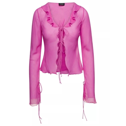 Andamane Ruffle-Detail Blouse In Pink Silk Pink 