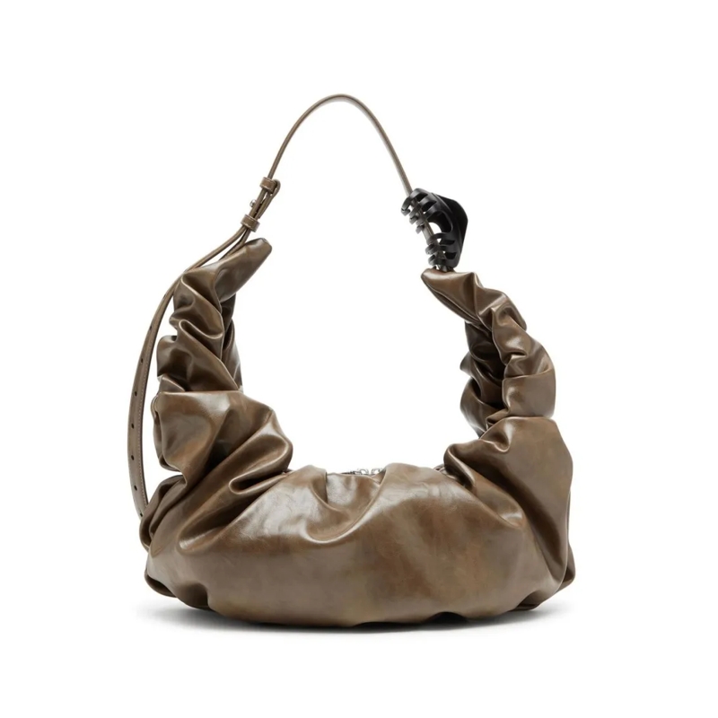 Diesel Schultertasche Ruched Design Grey Shoulder Bag Brown