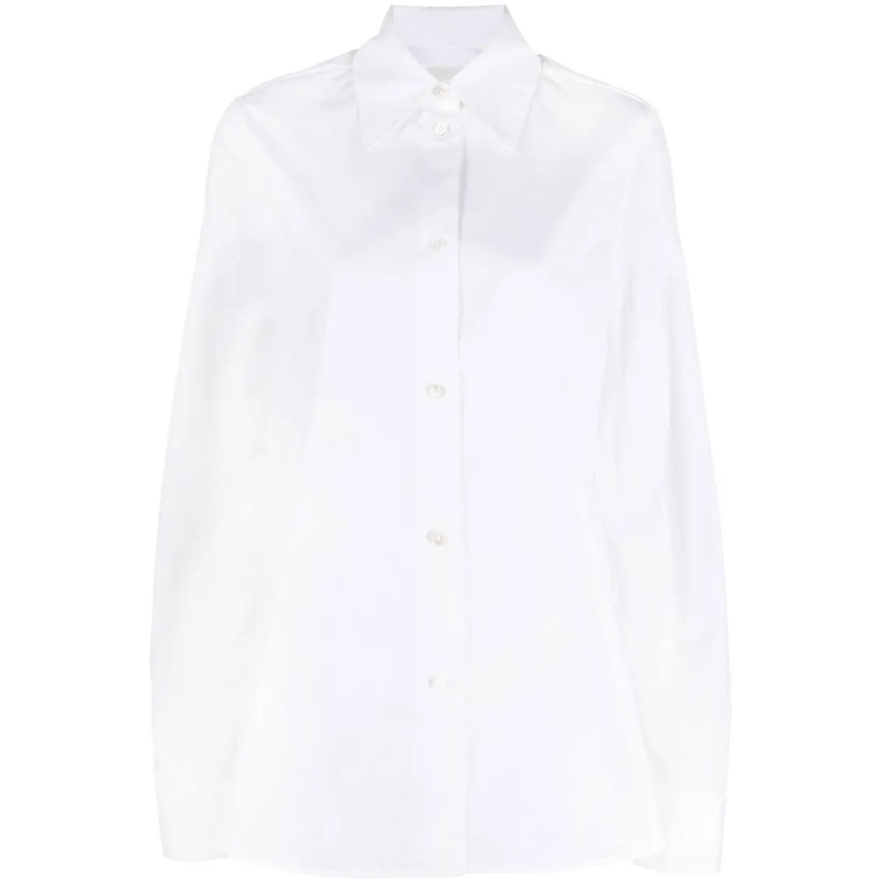 Jil Sander Overhemd Classic Cotton Shirt With Pointed Collar White
