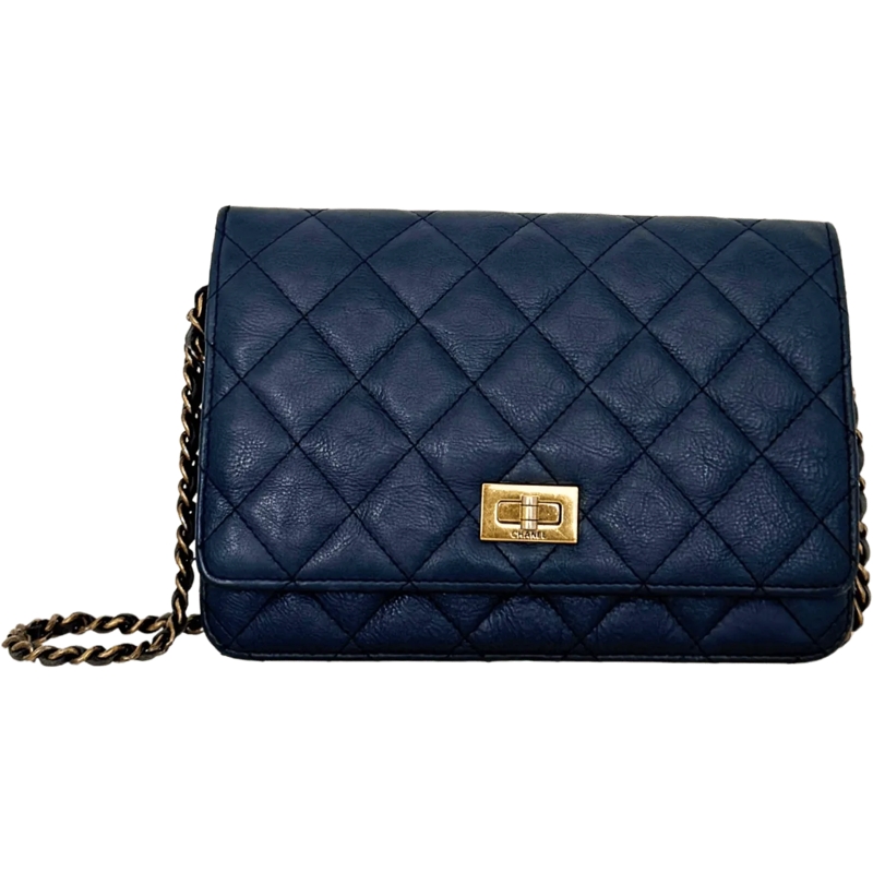 Chanel Schultertasche Chanel Wallet on Chain 2.55 Reissue Navy blue / go blau