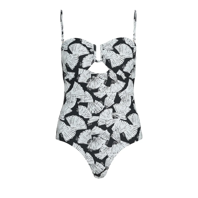 Karl Lagerfeld  Badeanzug mit Fächerprint Badeanzug schwarz