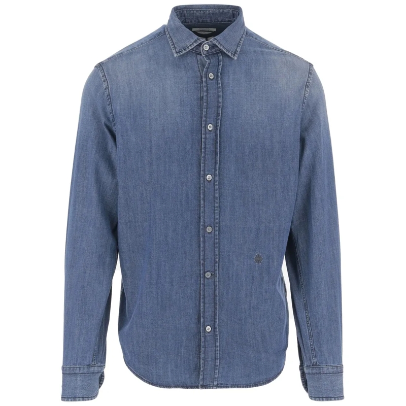 Jacob Cohen Chemise Cotton Denim Shirt With Classic Collar And Curved  Blue