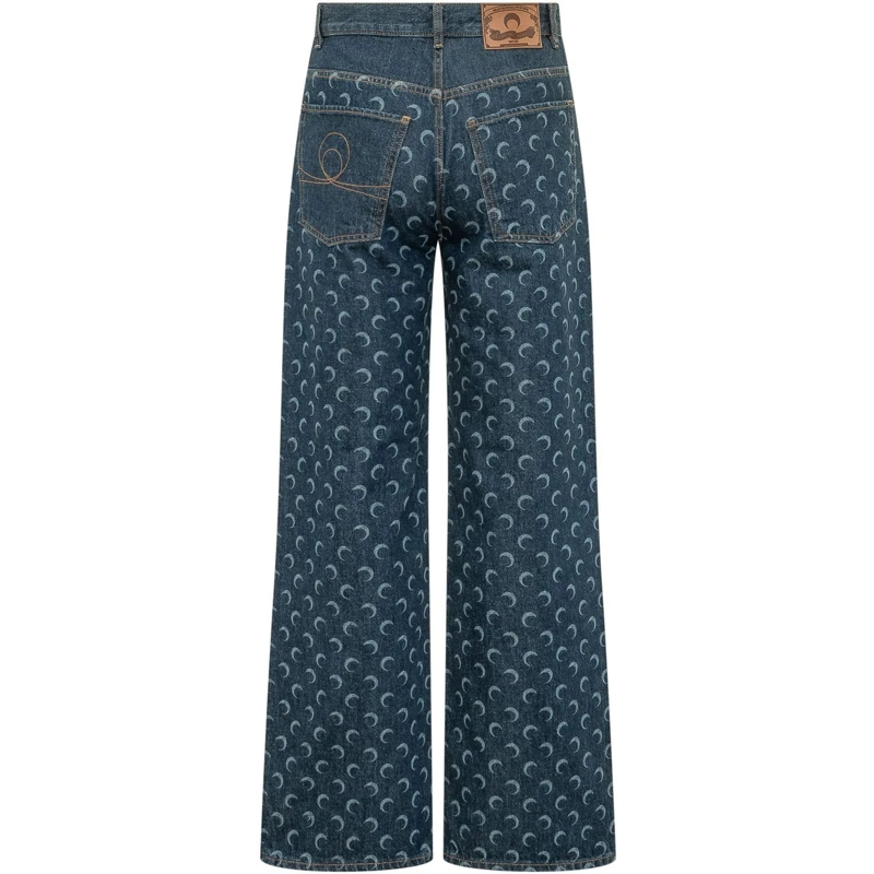 Marine Serre Jeans à jambe droite Jeans Denim Straight con Stampa blau(Image 2)