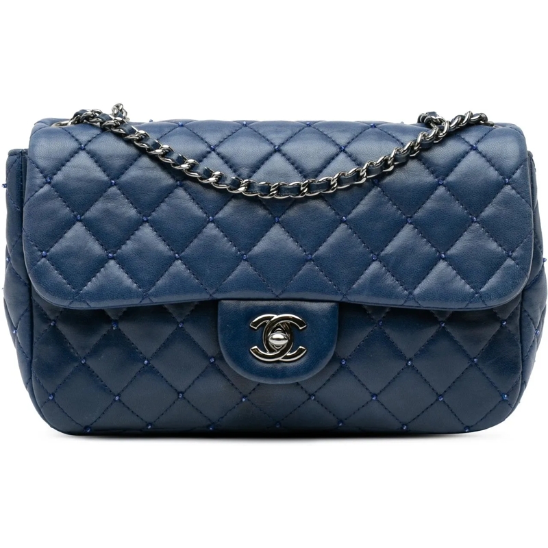 Chanel Sac à bandoulière Small Quilted Lambskin Beaded Single Flap blau