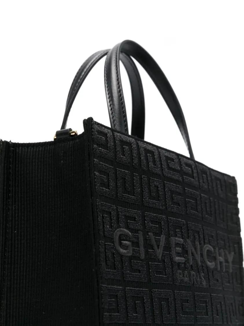 Givenchy Shoppers & Totes Black Canvas Tote Bag With Signature 4G Embroidery in zwart