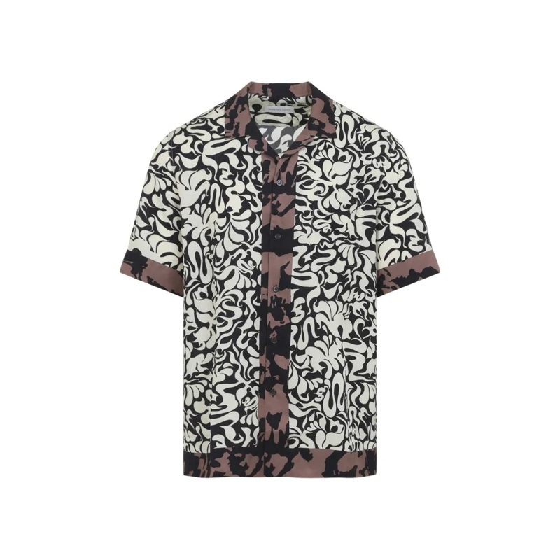 Dries Van Noten Chemise Short-Sleeve Casual Shirt With Abstract Pattern Grey