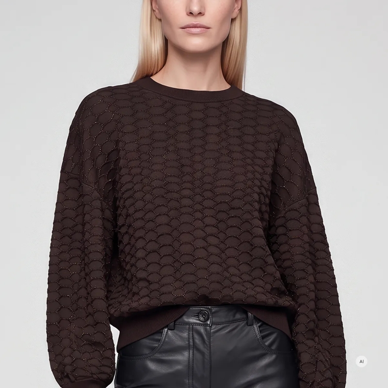 Marc Aurel Pullover- Raglan- Kroko-Jacquard mit sparkling braun