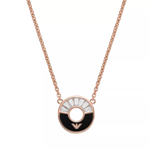 Emporio Armani Onyx Pendant Necklace Rose Gold Short Necklace