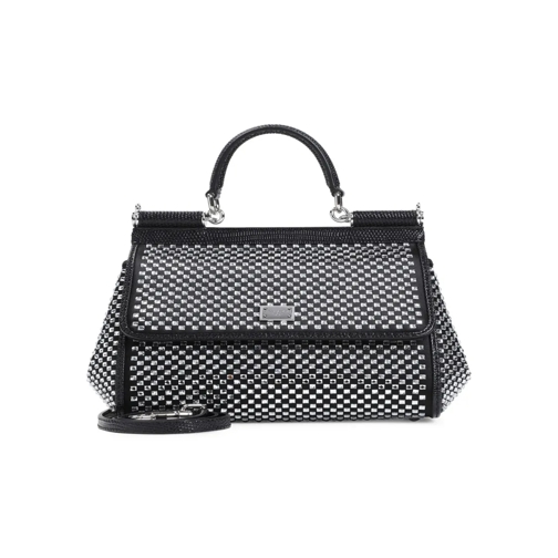 Dolce&Gabbana Black Crytal Details Handbag Black Sac à bandoulière