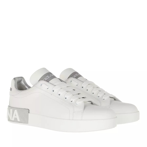 Dolce&Gabbana Portofino Sneakers Nappa White Argento Low-Top Sneaker
