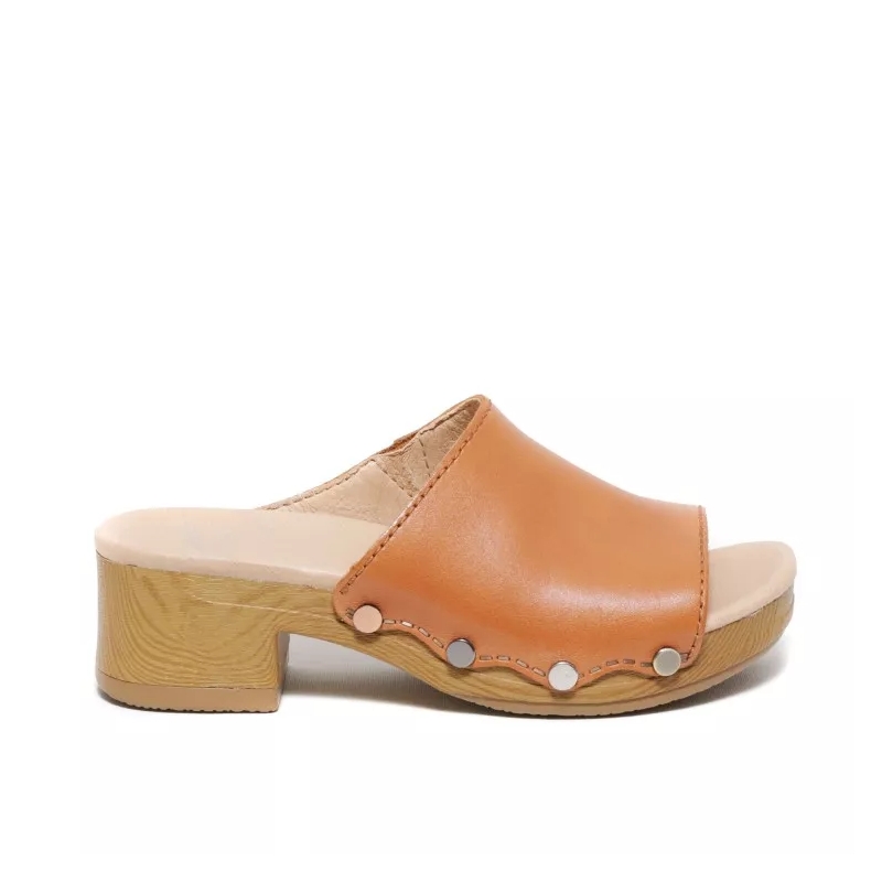 Dansko Mules Tan Leather Giana Clog Sandal Brown