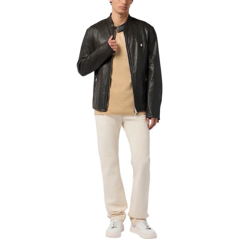 BILLIONAIRE Lederjacke Perforated Moto Jacket Bb schwarz(Image 4)