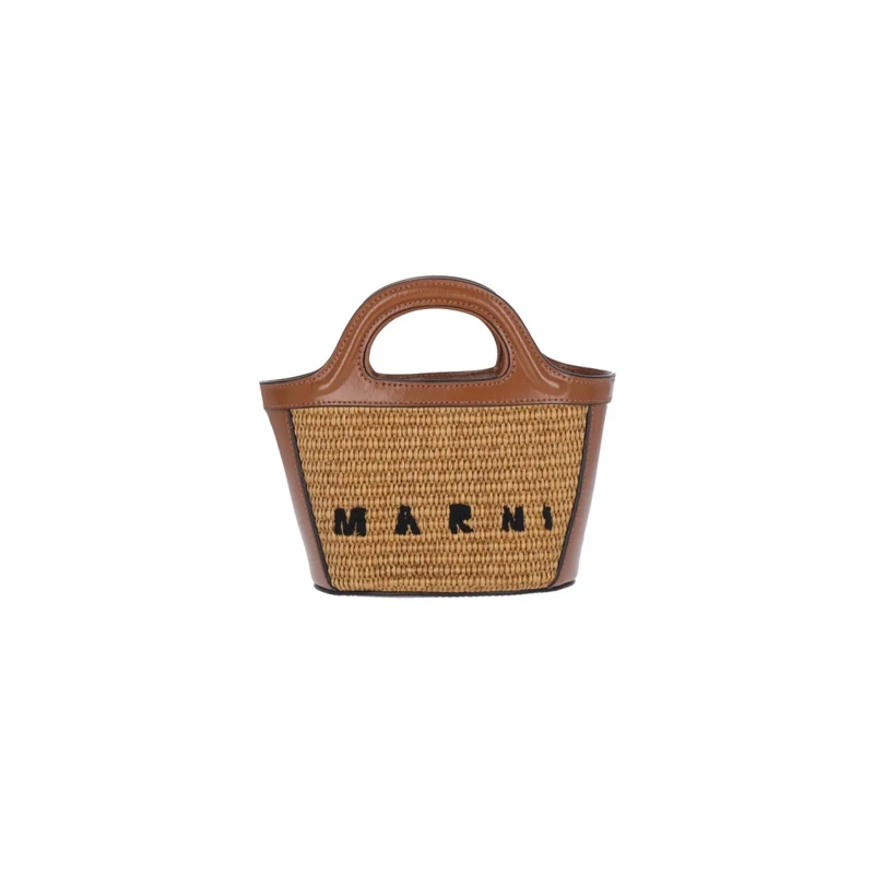 Marni Draagtas "Tropicalia" Mini Bag, In Brown Leather Brown