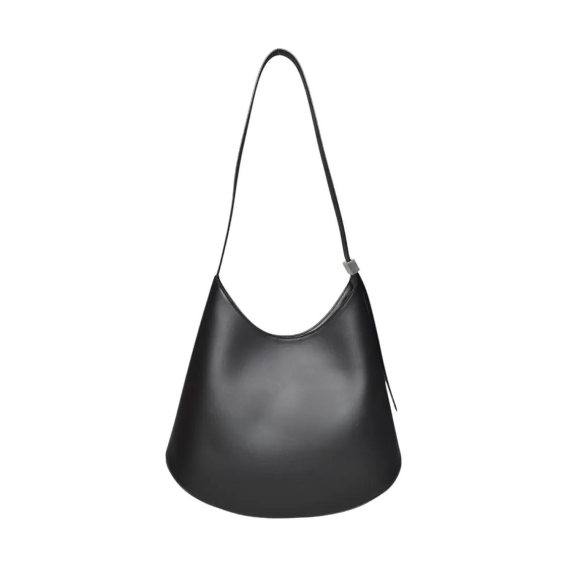 Jil Sander Hobo bags Medium Eldorado Black Leather Bag in zwart