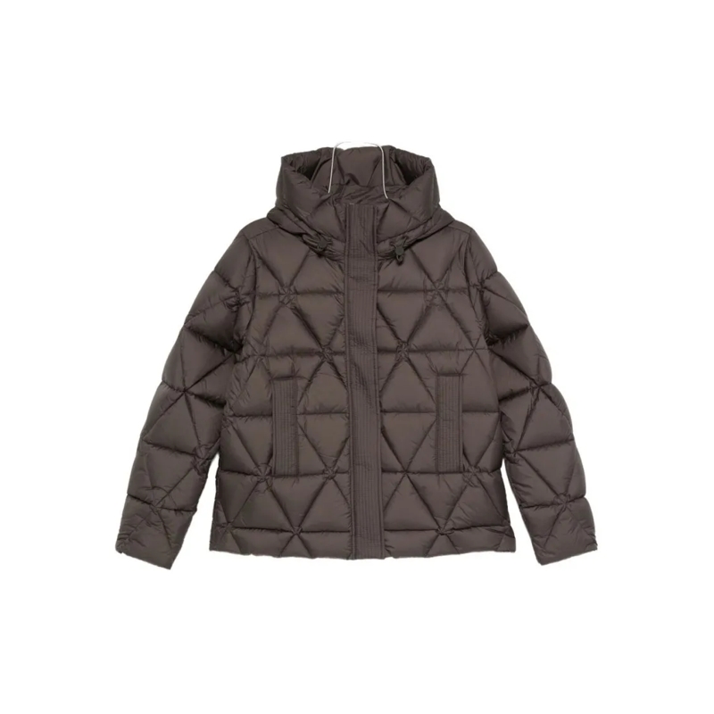 K-Way  Quilted Black And Green Down Coat Black