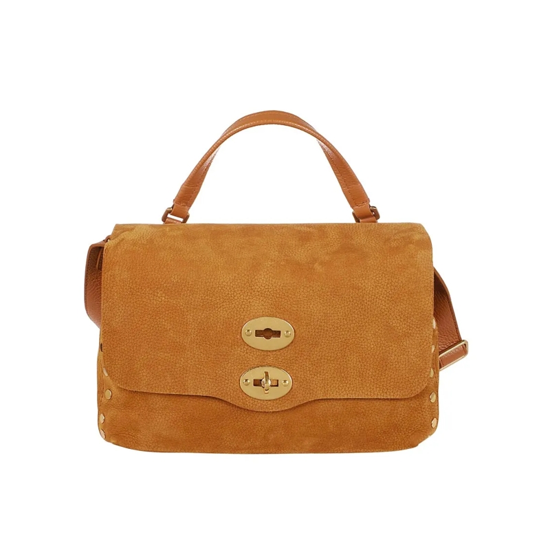 Zanellato Sac à bandoulière Rectangular Suede Leather Shoulder Bag Brown