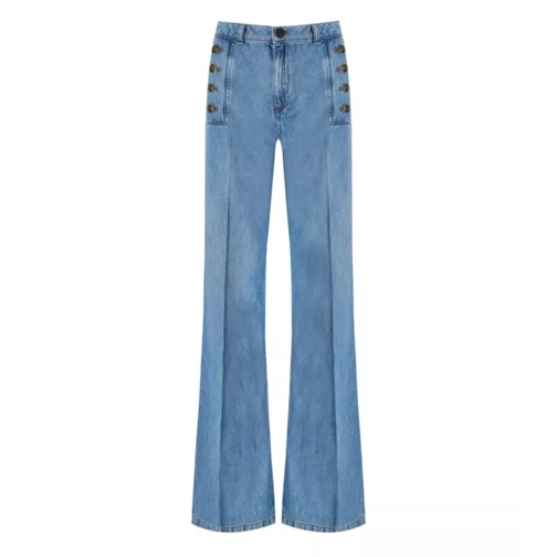 Twin-Set Light Blue Flared Jeans With Buttons Blue 