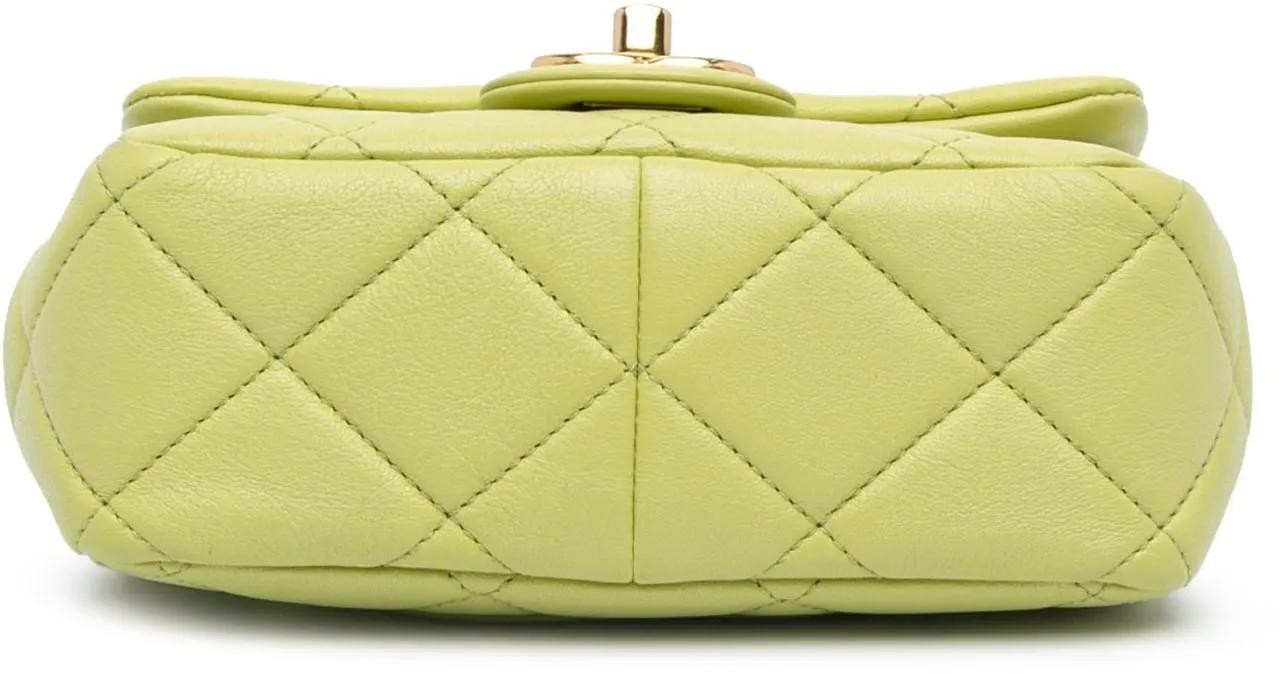 Chanel Hobo bags 2021-2024 Mini Quilted Lambskin Oval Logo Chain To in groen