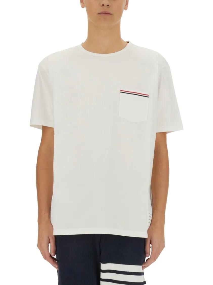Thumbnail - Thom Browne - T-Shirt With Pocket - Größe 5 - weiß