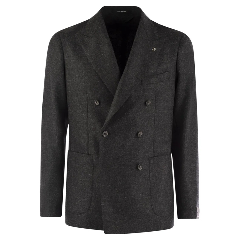Tagliatore Blazer Wool And Cashmere Double-Breasted Jacket Black