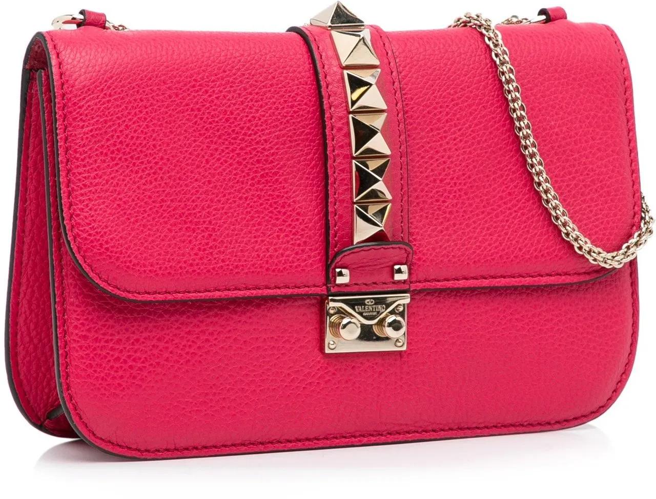 Valentino Garavani Hobo bags Small Rockstud Glam Lock Shoulder Bag in rood