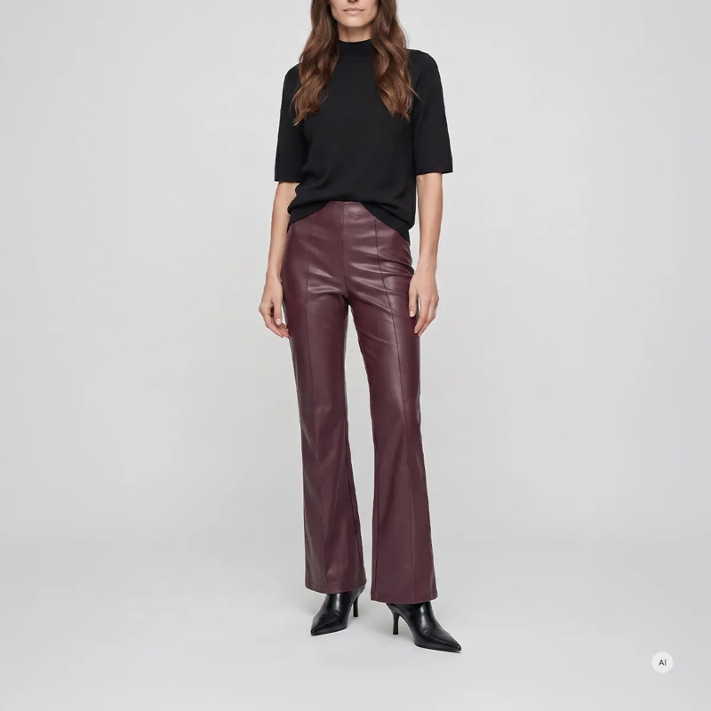 Marc Aurel Lederhose Diese Flared Hose aus weichem Faux Leather verbind lila(Image 2)