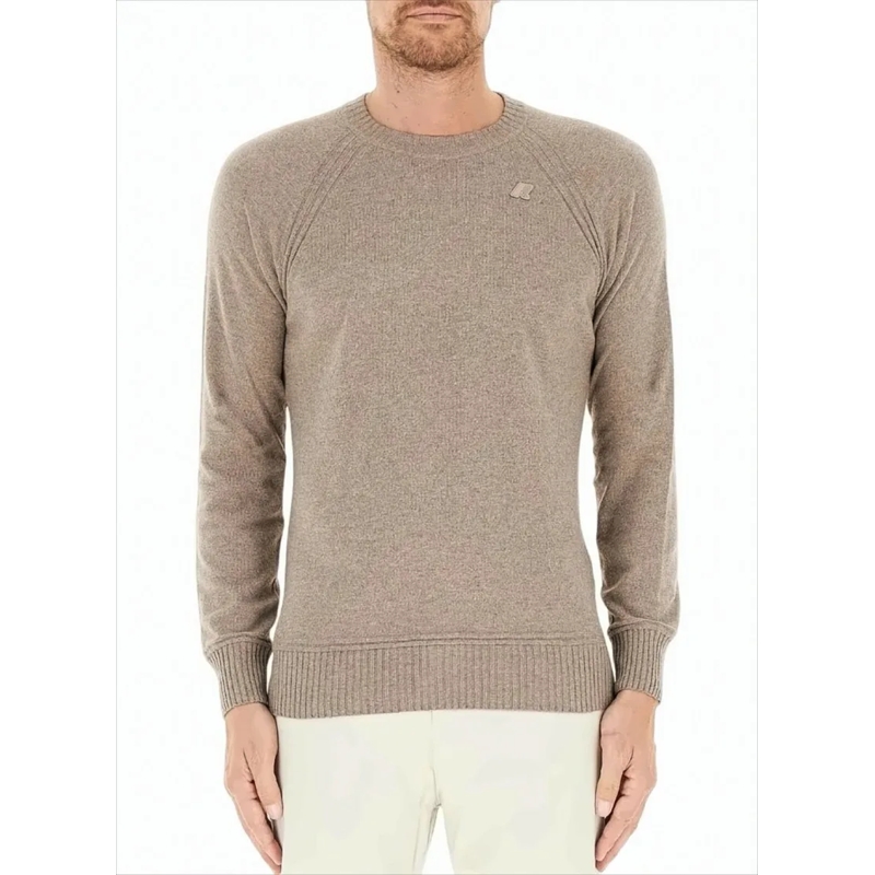K-Way Trui Crewneck Sweater In Cashmere-Wool Blend With Logo  Pink