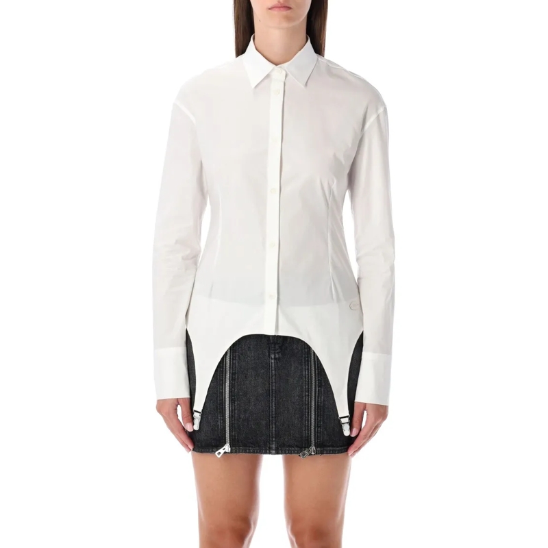 Jean Paul Gaultier Hemd Fitted White Cotton Garter Shirt White