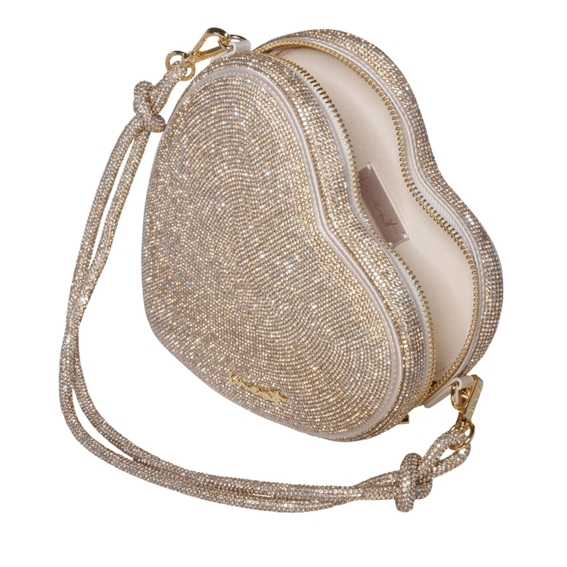WEAT Tote Handtasche Big Heart Bag Crystal Champagne gold