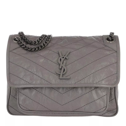 Saint Laurent Niki Shoulder Bag Medium Vintage Leather Fog Crossbodytas