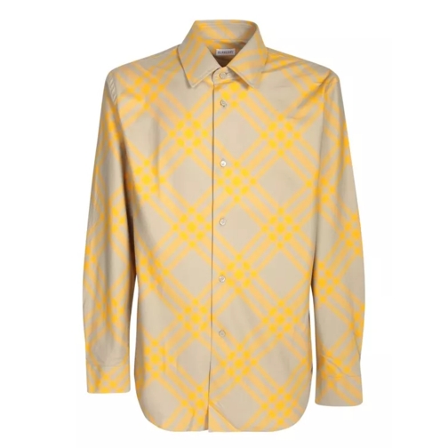 Burberry Cotton Checked Shirt Yellow 