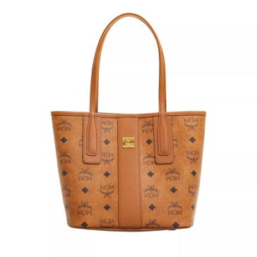 MCM Liz Visetos Shopper Mini Cognac Shopping Bag